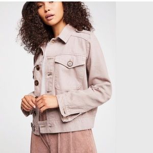 Free People Eisenhower Denim Button Jacket in Mauve Sz XS